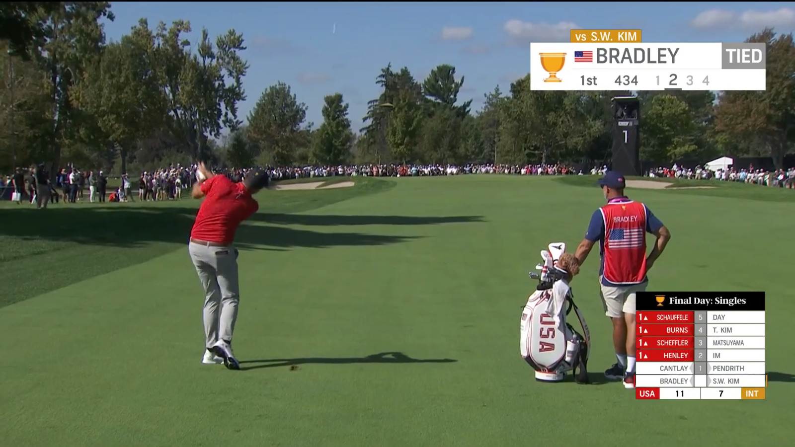Keegan Bradley's pretty approach shot sets up birdie at Presidents Cup