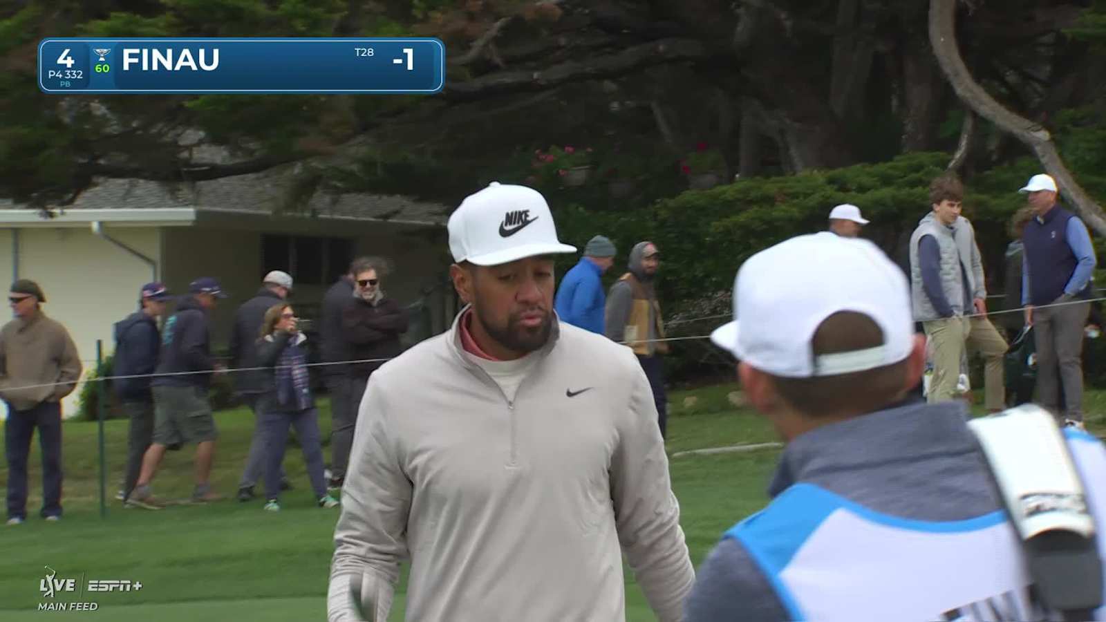 Tony Finau attacks flagstick birdie putt at AT&T Pebble Beach