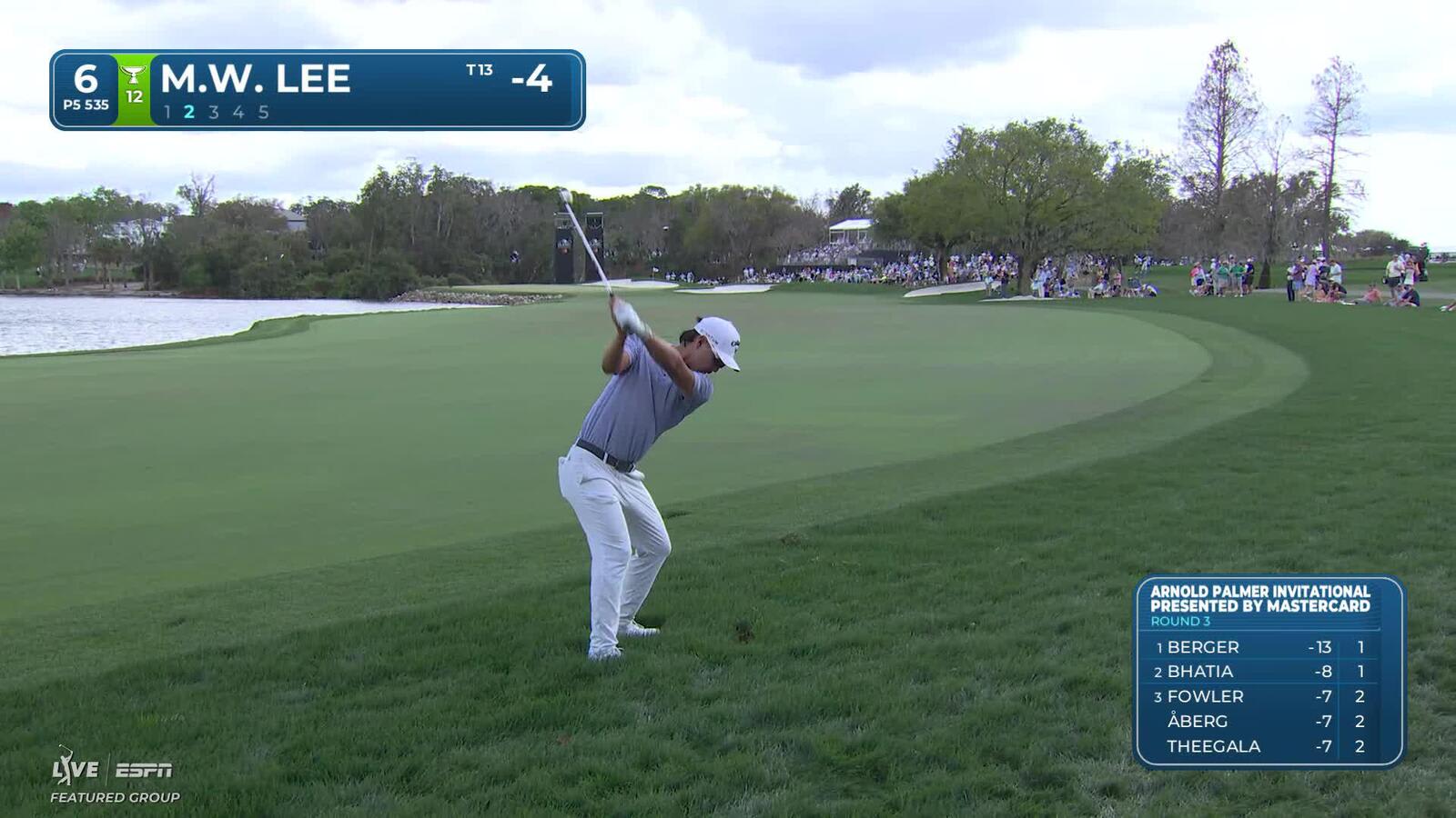Min Woo Lee drains 5-foot birdie putt on No. 6 at Arnold Palmer