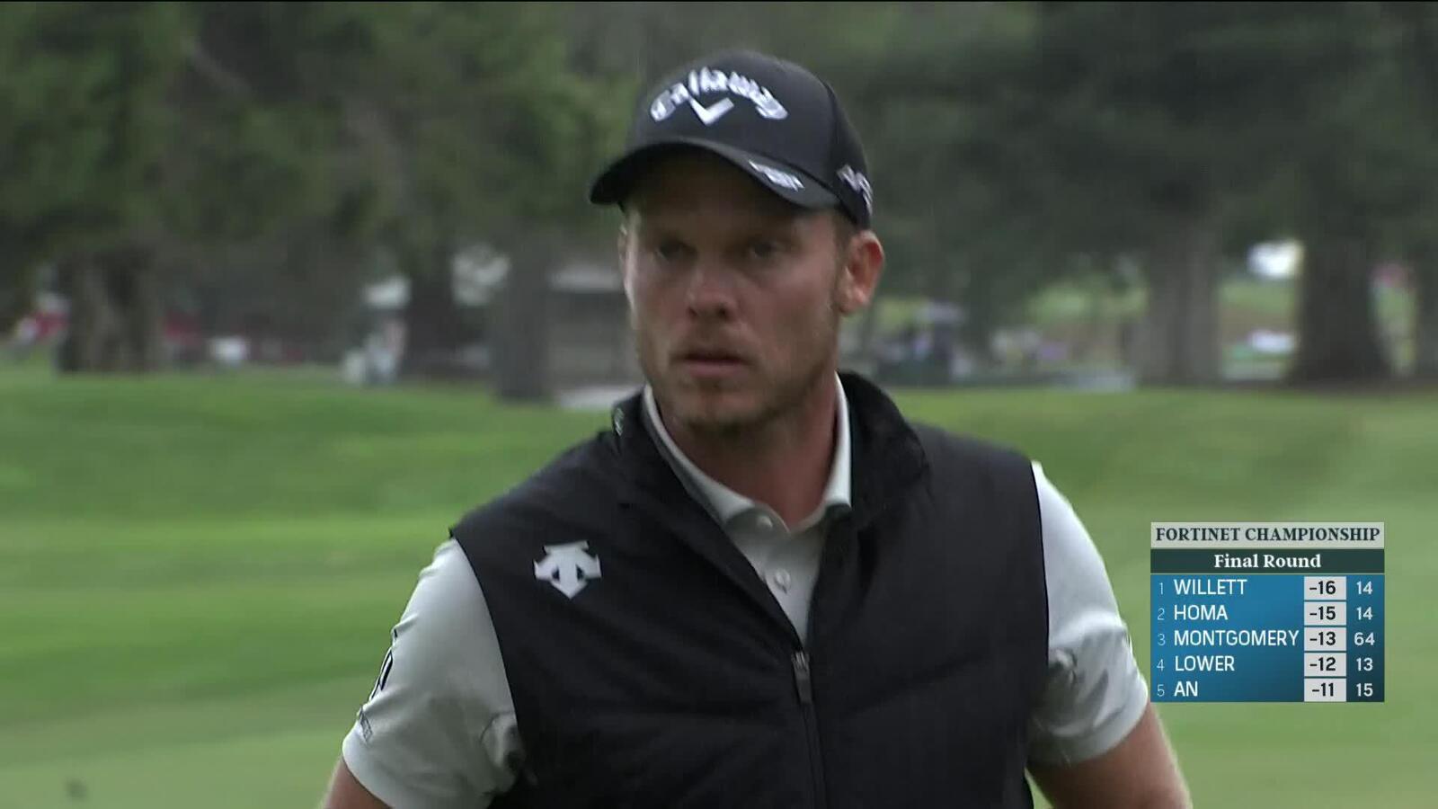 Danny Willett makes clutch birdie after approach from behind a tree at Fortinet Champ