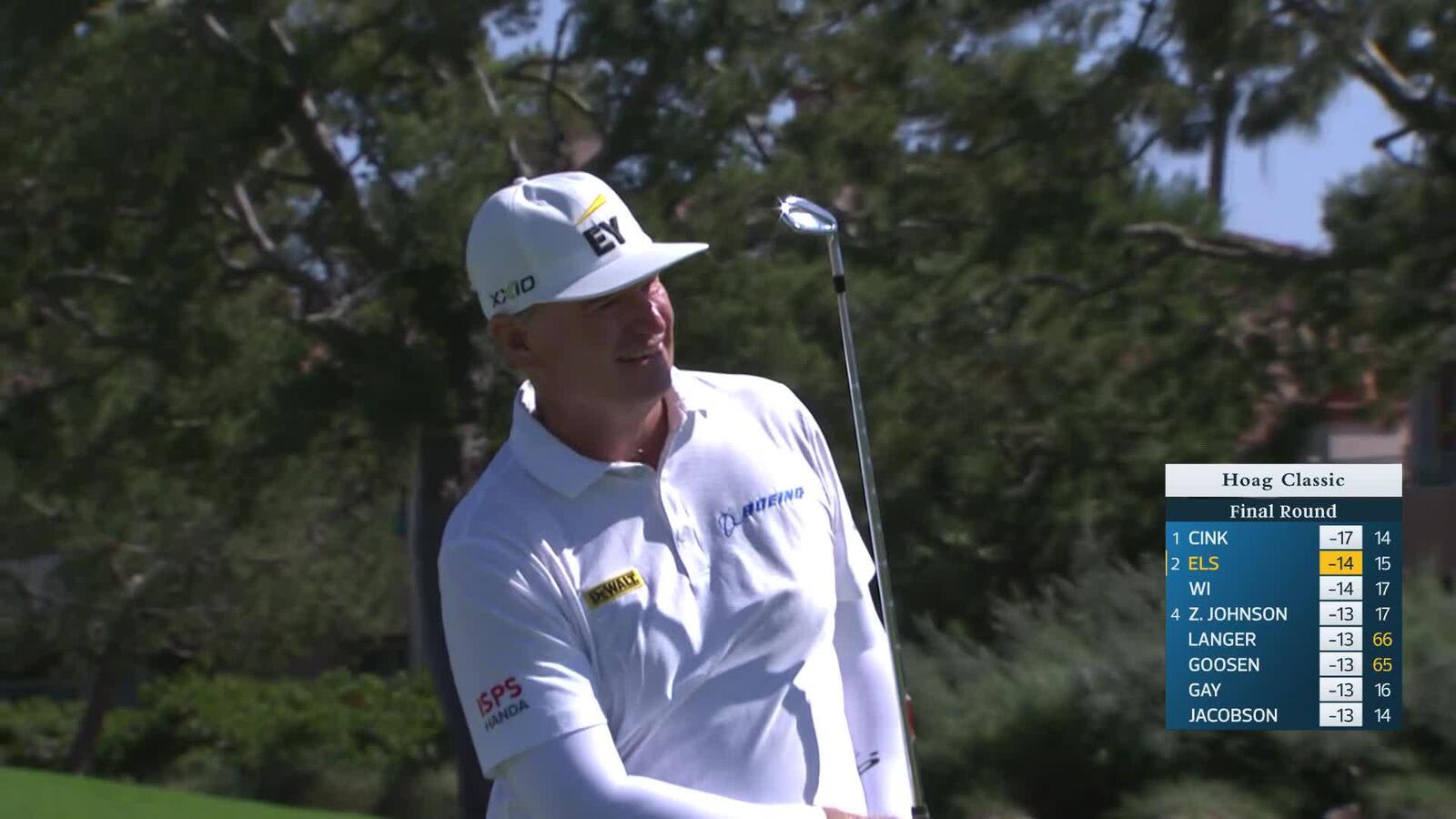 Ernie Els makes birdie on No. 16 at Hoag Classic