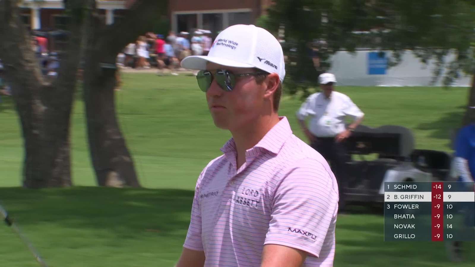 Ben Griffin sinks a 34-foot birdie putt on No. 10 at Charles Schwab