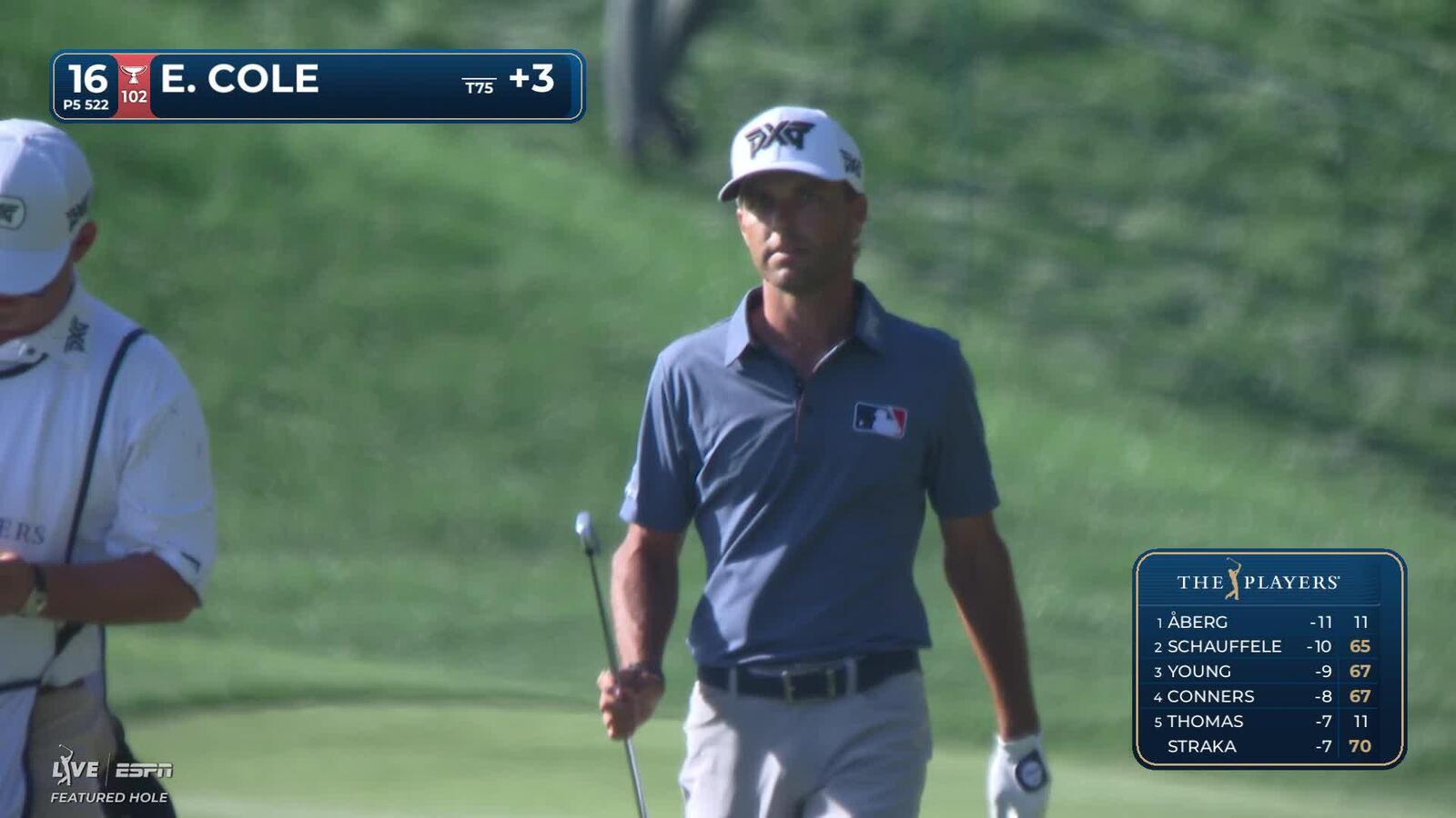 Eric Cole taps in from 4 inches for birdie on No. 16 at THE PLAYERS