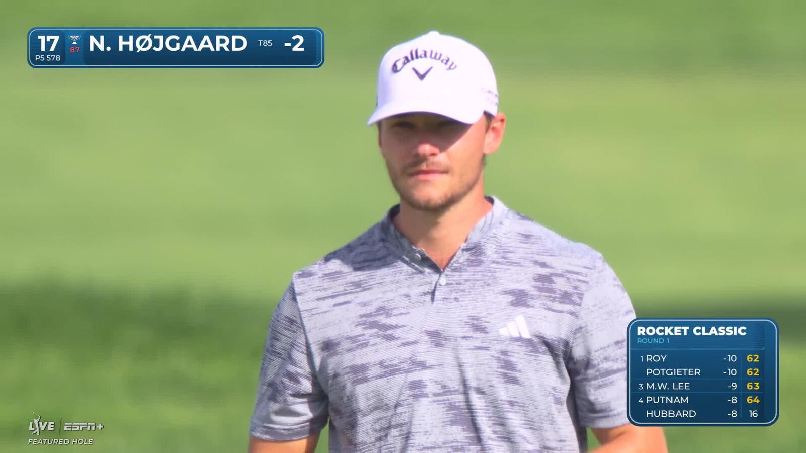 Nicolai Højgaard makes birdie on No. 17 at Rocket Classic