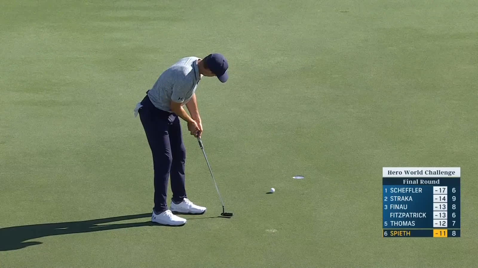 Jordan Spieth converts birdie at Hero World Challenge