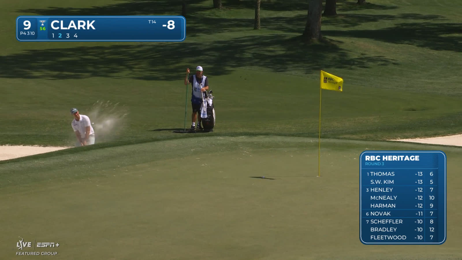 Wyndham Clark beautiful touch bunker shot leads to birdie at RBC Heritage