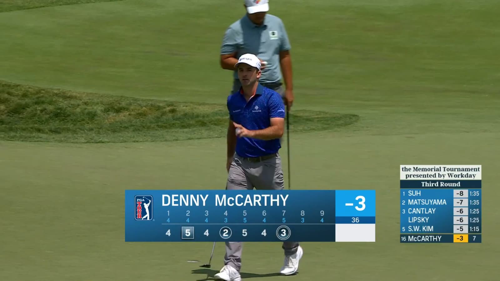 Denny McCarthy cards an eagle on No. 7 at the Memorial