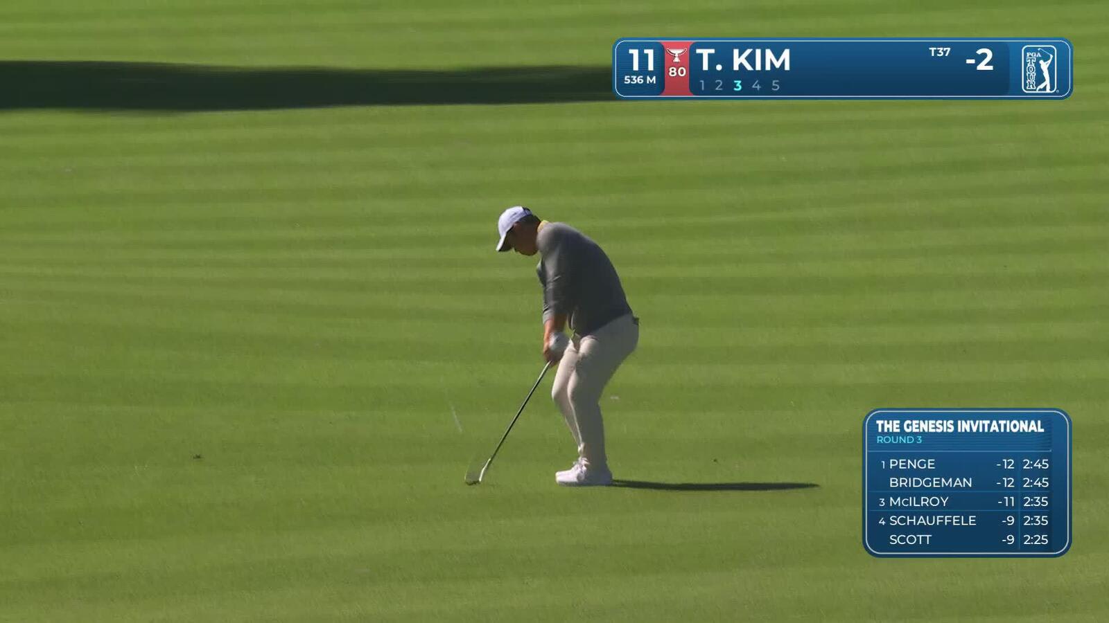 Tom Kim hits 57-yard approach to 2 feet, sets up birdie on No. 11 at The Genesis