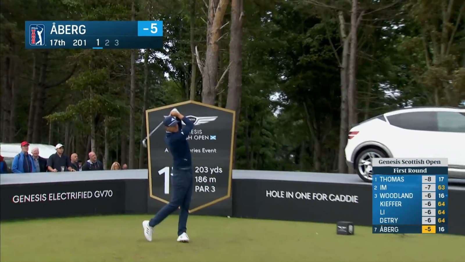 Ludvig Åberg confidently buries 28-foot birdie putt at Genesis Scottish Open