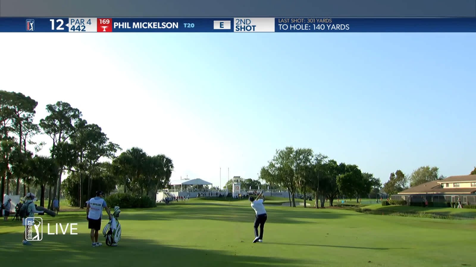 Phil Mickelson approach sets up birdie putt on No. 12 in Round 1 at The Honda Classic