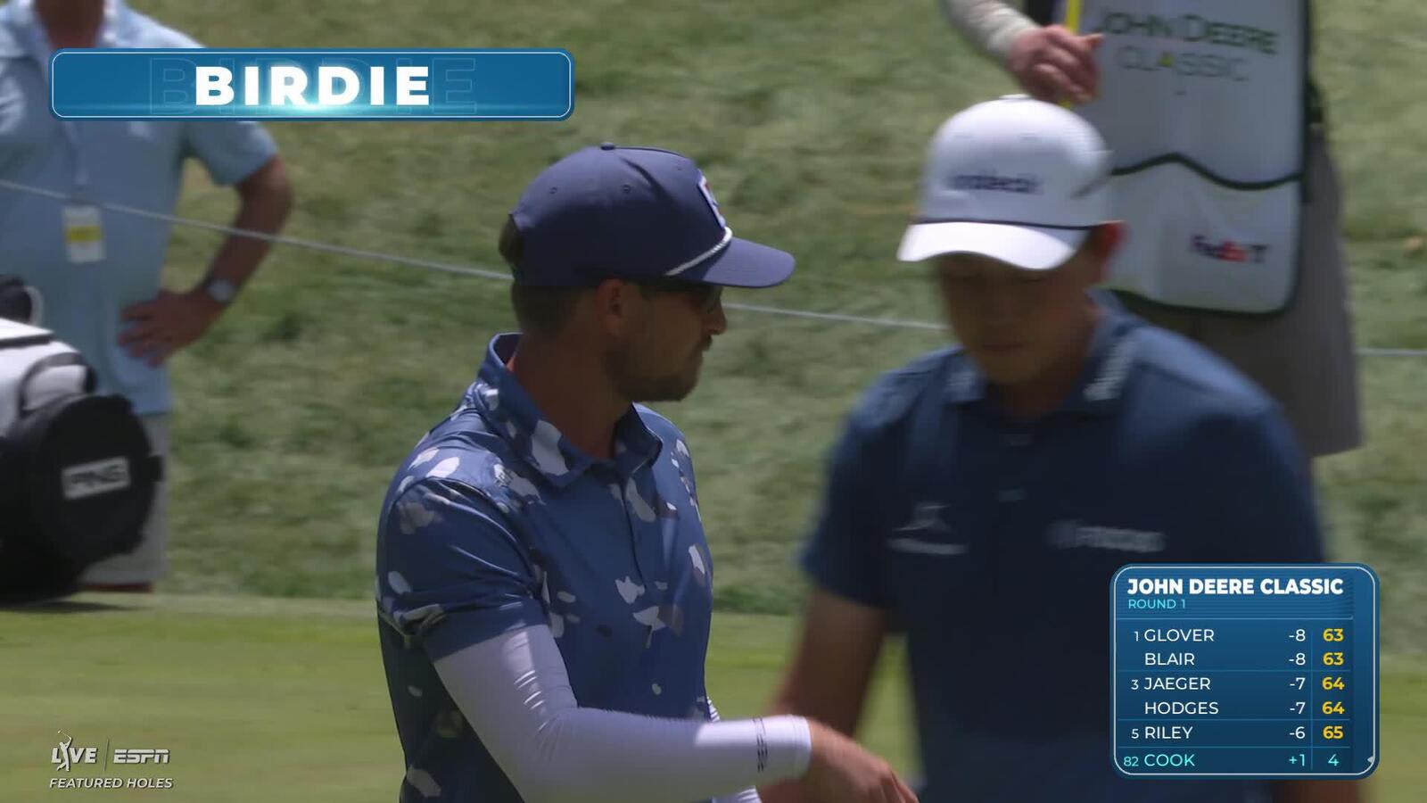 Austin Cook sinks 18-foot putt for birdie on No. 14 at John Deere