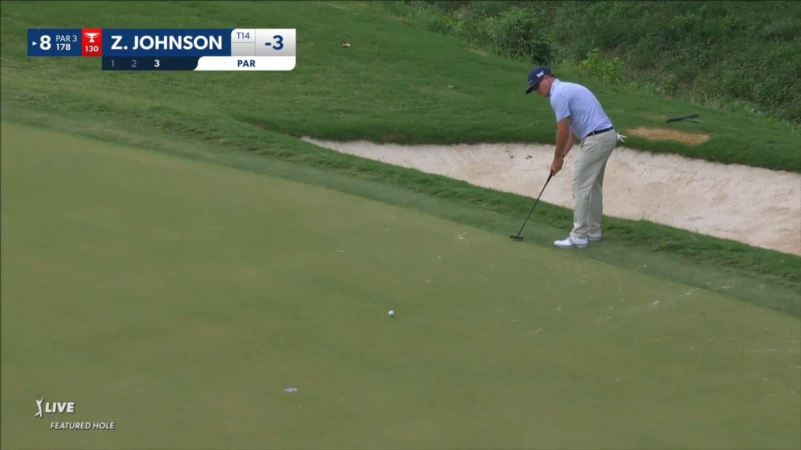 Zach Johnson saves par from the fringe at Charles Schwab
