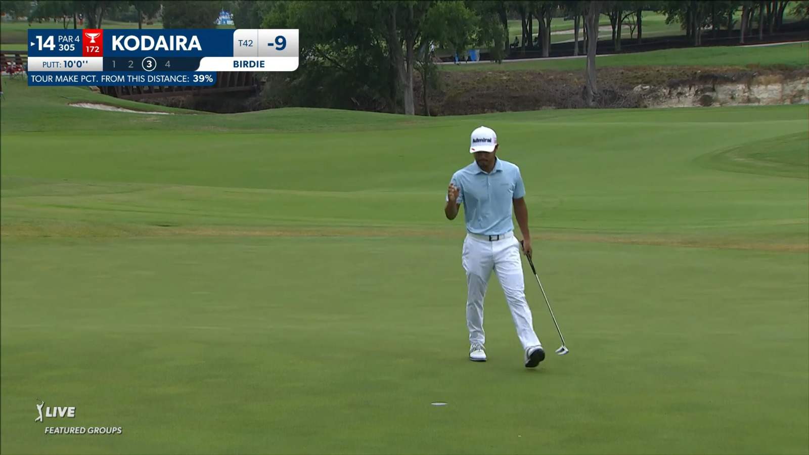 Satoshi Kodaira gets up-and-down from just off the green for birdie at AT&T Byron Nelson