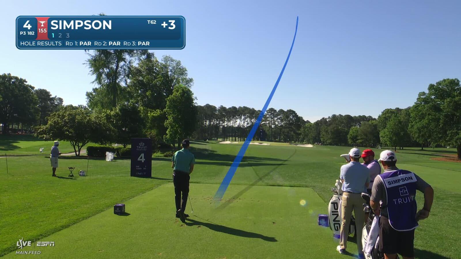Webb Simpson hits tee shot to 3 feet, sets up birdie on No. 4 at Truist Championship