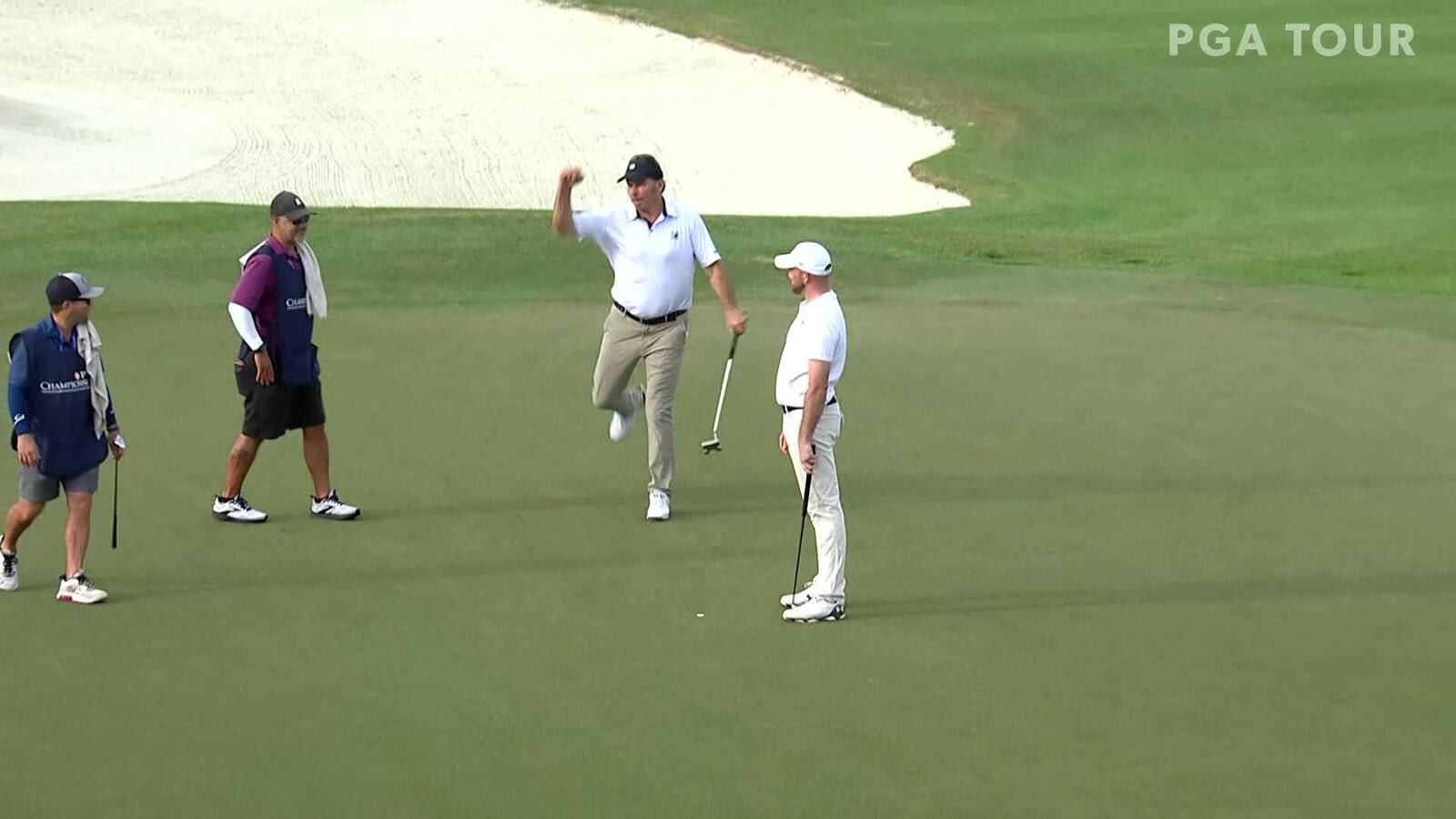 Team Faldo's closing birdie on Saturday at PNC Championship