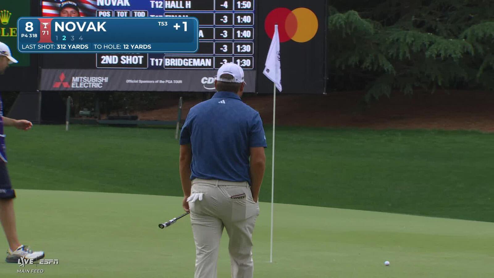 Andrew Novak sinks 3-foot putt for birdie on No. 8 at Truist Championship