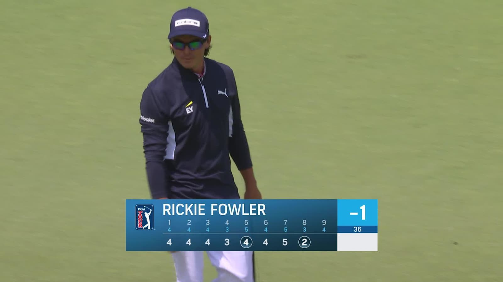 Rickie Fowler sinks a 41-foot birdie putt at the Memorial