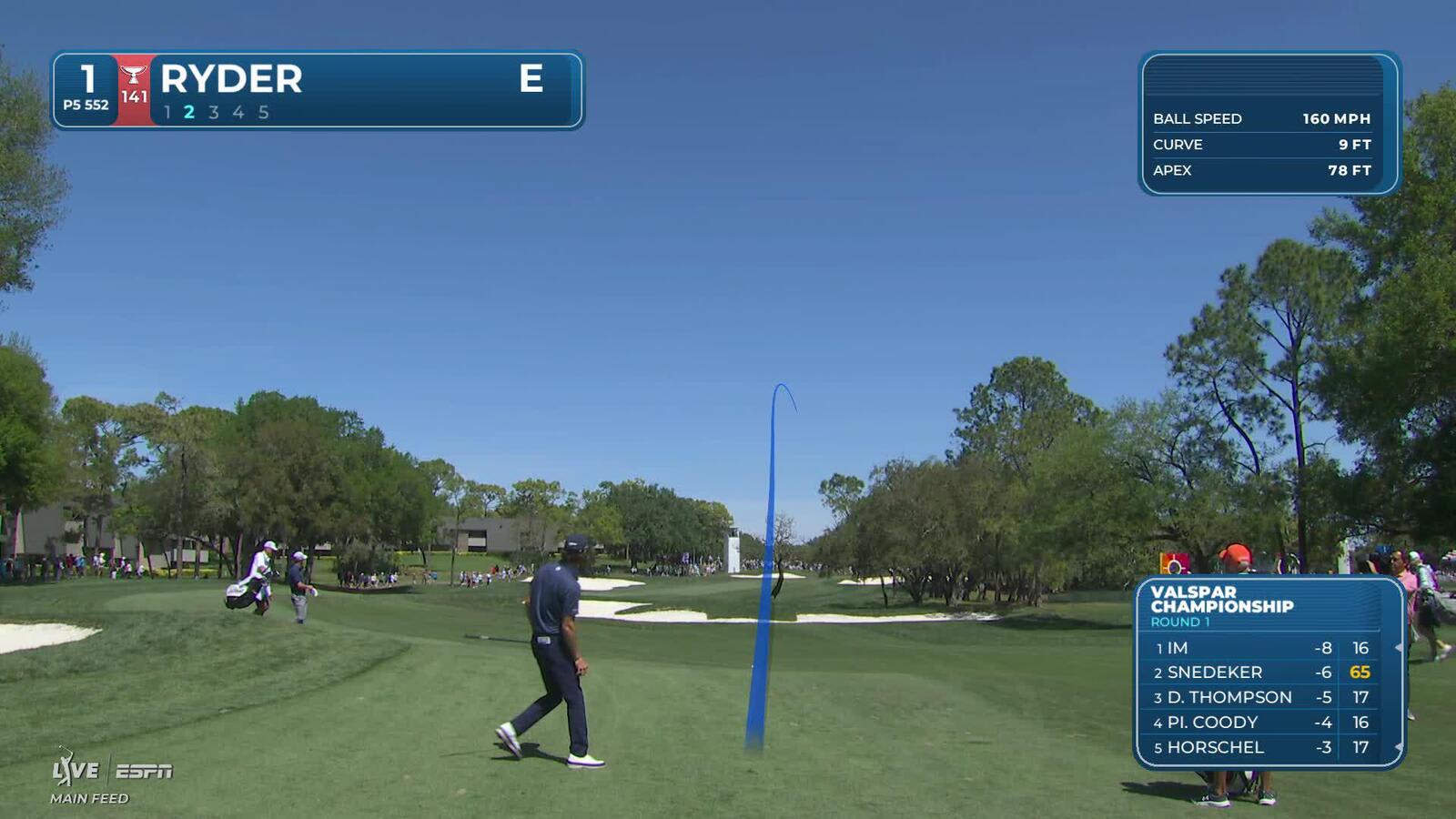 Sam Ryder sinks 47-foot eagle putt on No. 1 at Valspar