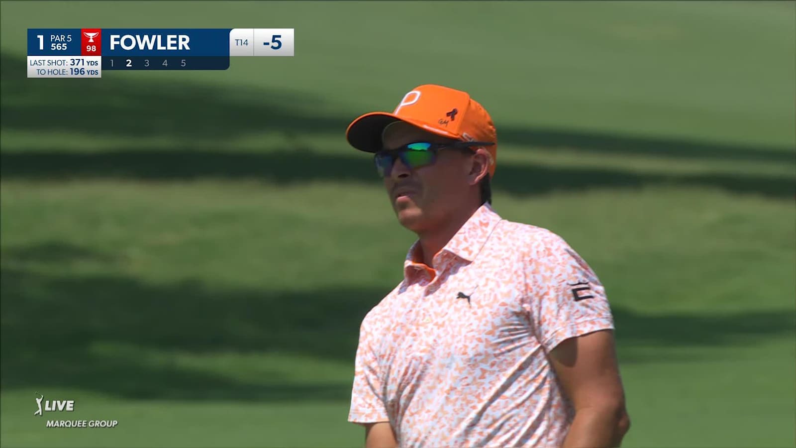 Rickie Fowler reaches in two yielding birdie at Charles Schwab