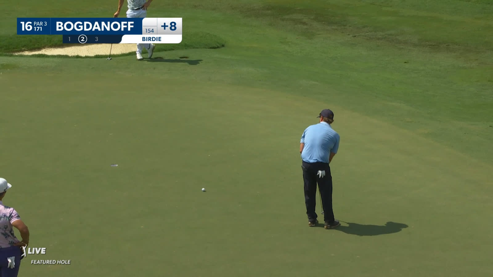 Steve Bogdanoff sends in 13-footer for birdie at Wyndham