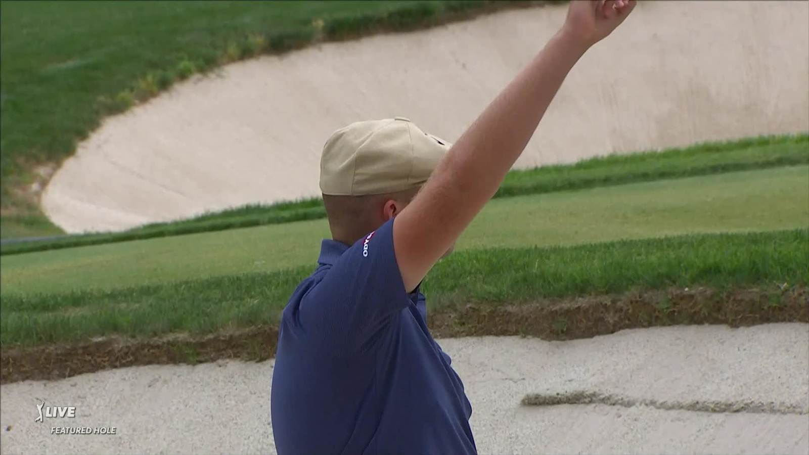 Harry Hall holes out for par on No. 8 at Charles Schwab