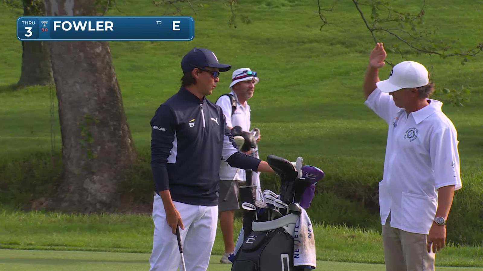Rickie Fowler holes out for birdie from 126 yards at the Memorial