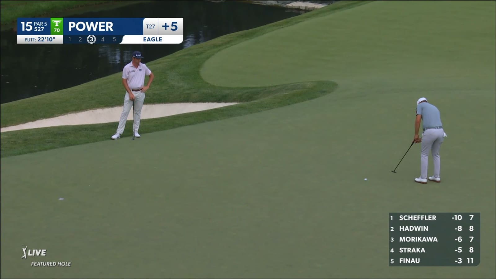 Seamus Power jars 22-footer for eagle at the Memorial