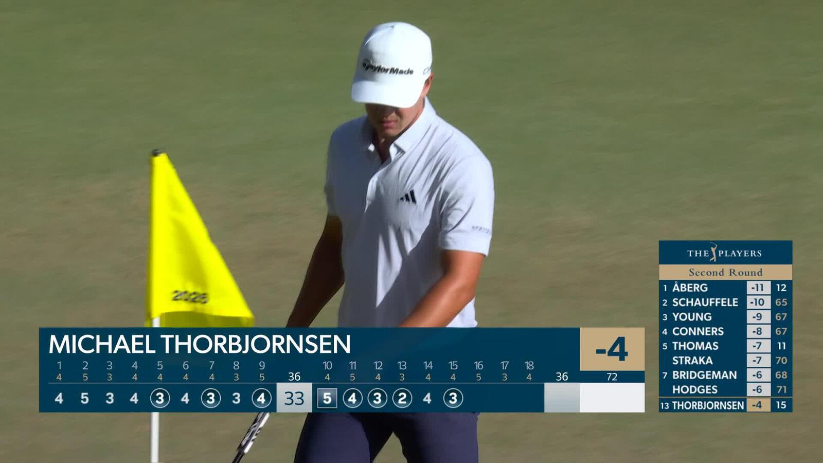 Michael Thorbjornsen sinks 38-foot birdie putt on No. 15 at THE PLAYERS