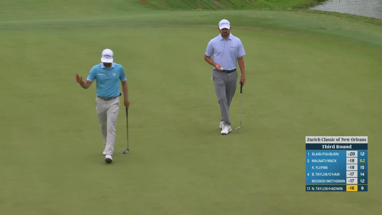 Adam Hadwin jars lengthy birdie putt at Zurich Classic