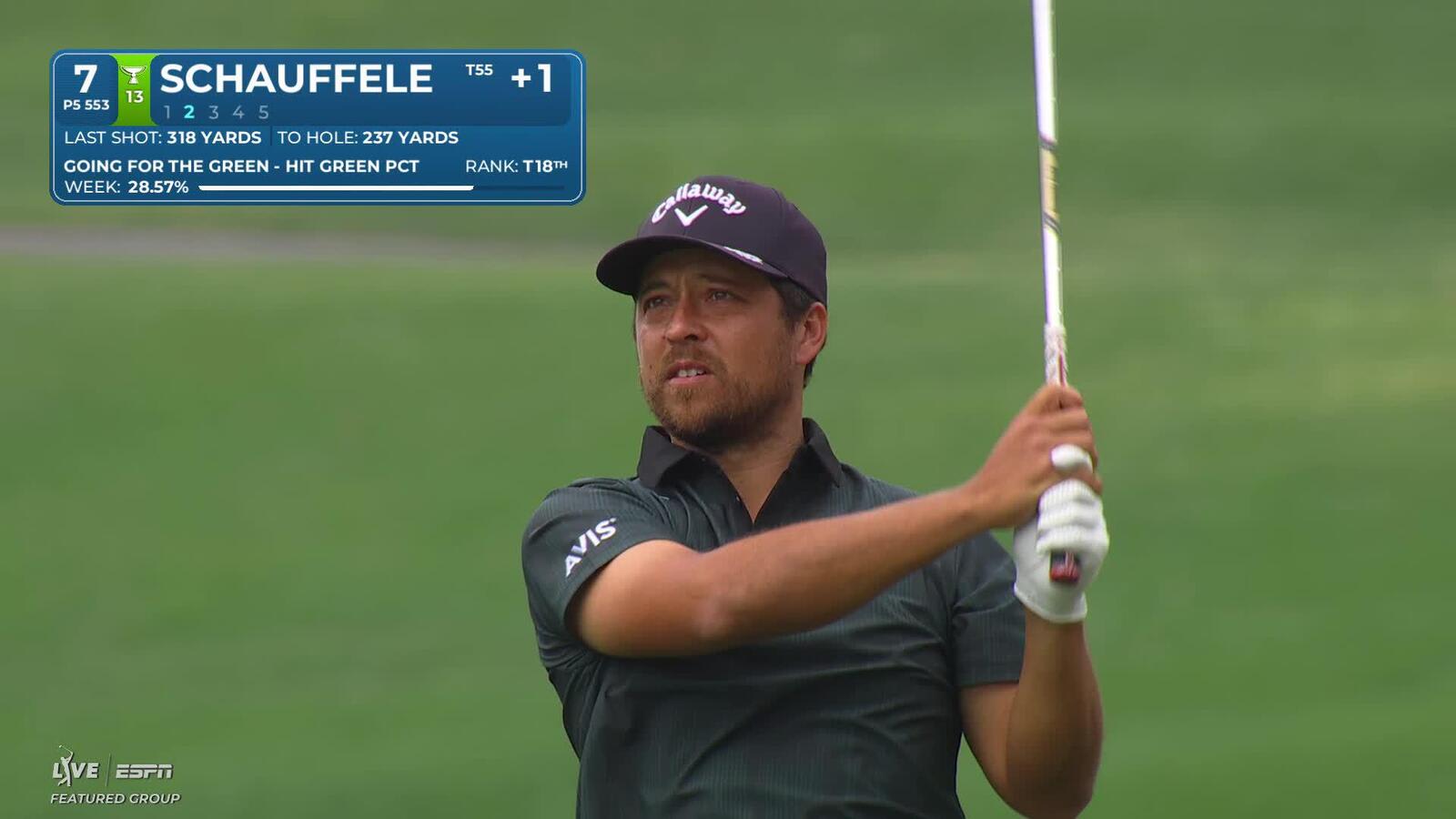 Xander Schauffele sinks 7-foot putt for birdie on No. 7 at Truist Championship