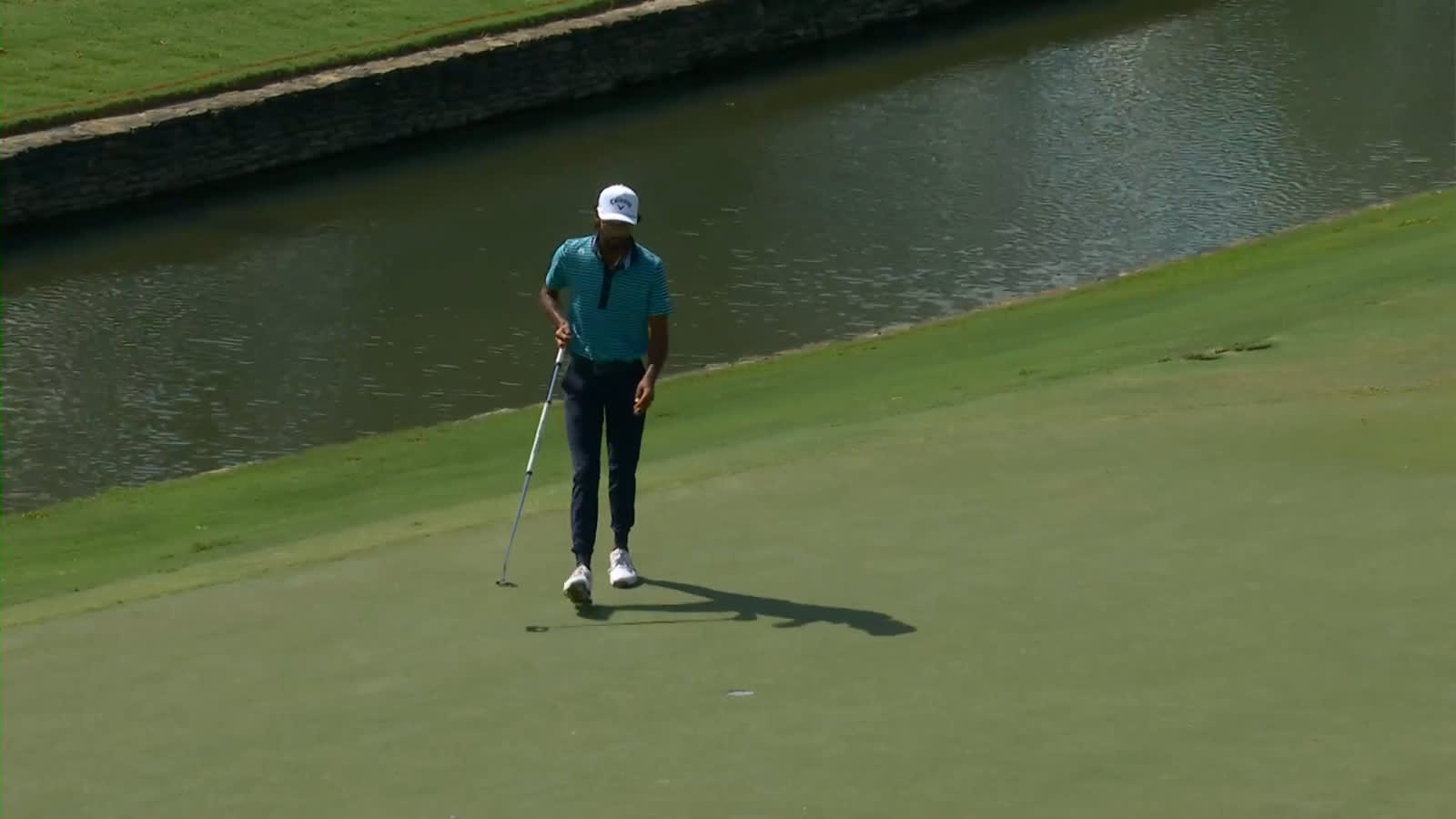 Akshay Bhatia curls in a birdie putt from fringe at FedEx St. Jude