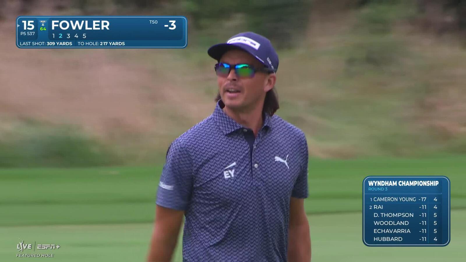 Rickie Fowler makes birdie on No. 15 at Wyndham