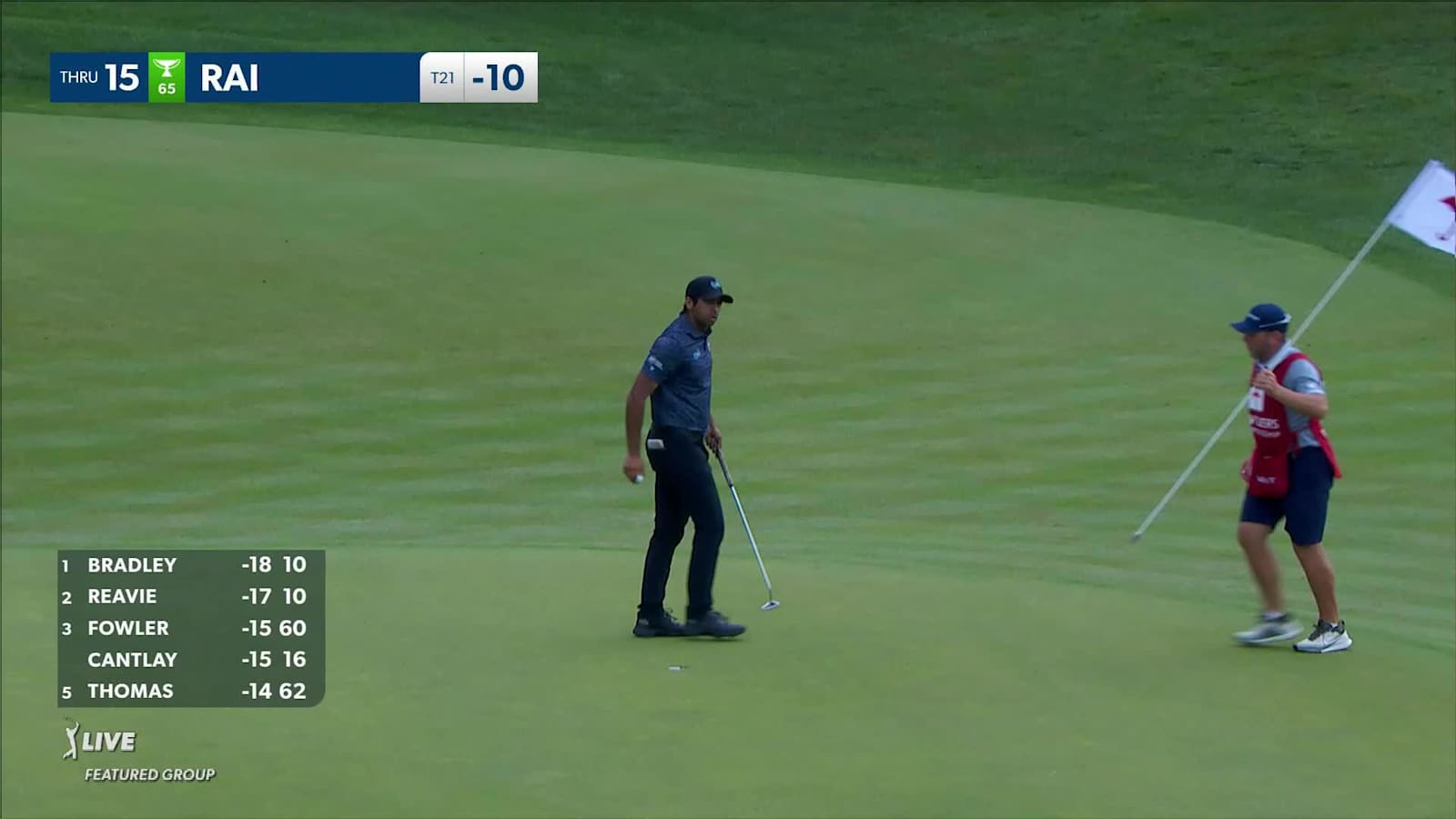 Aaron Rai makes birdie on No. 15 at Travelers