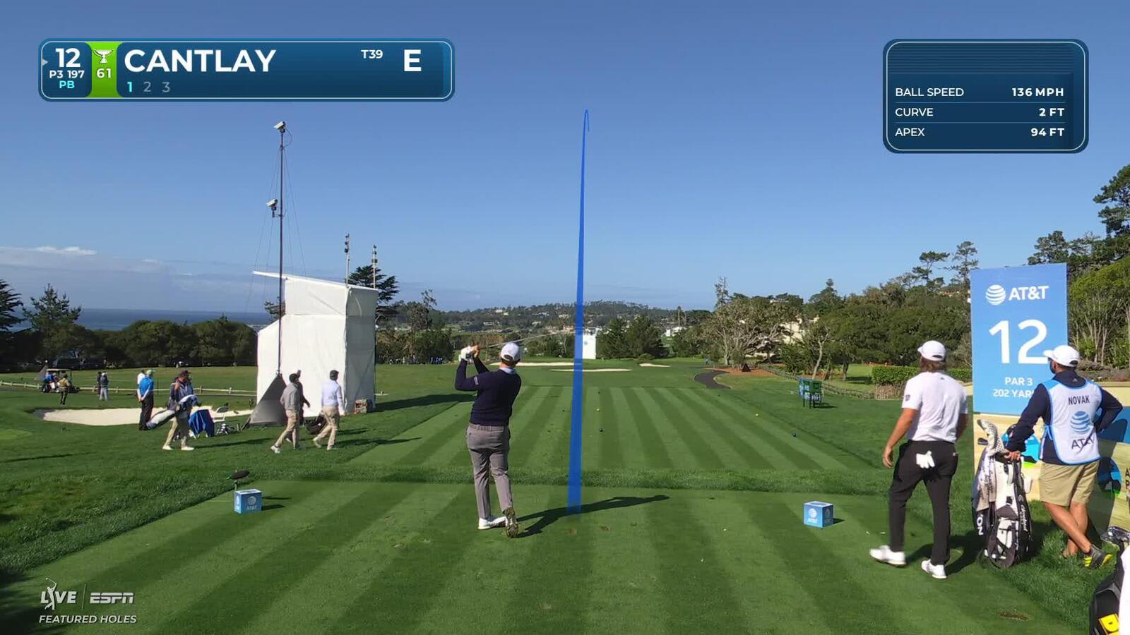 Patrick Cantlay hits 201-yard tee shot to 13 feet, sets up birdie on No. 12 at AT&T Pebble Beach
