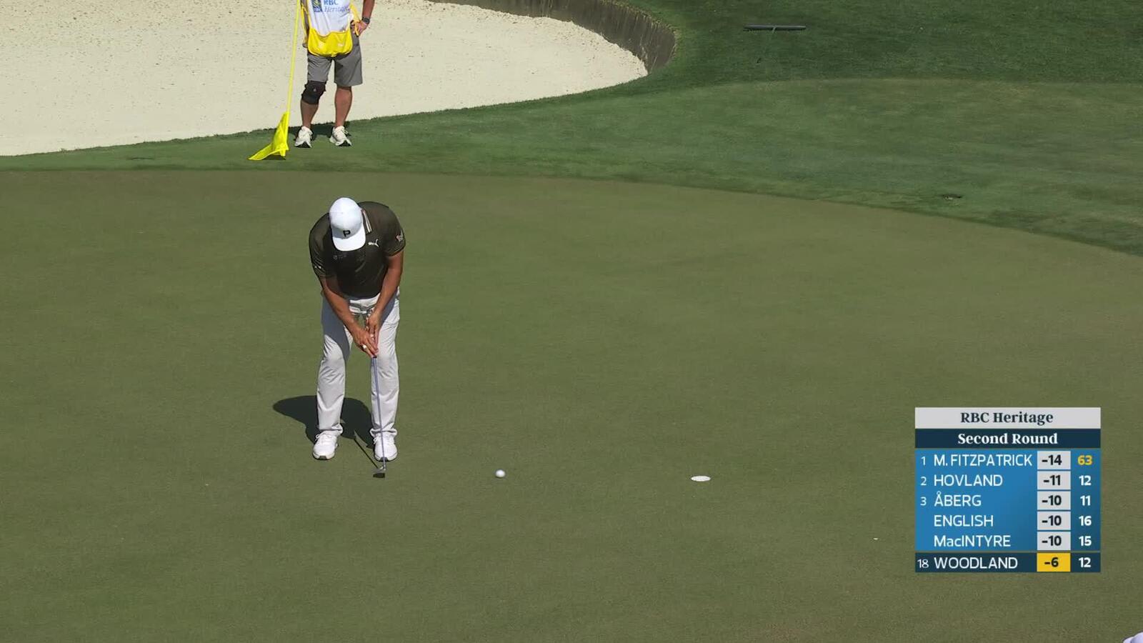Gary Woodland sinks 6-foot putt for birdie on No. 13 at RBC Heritage