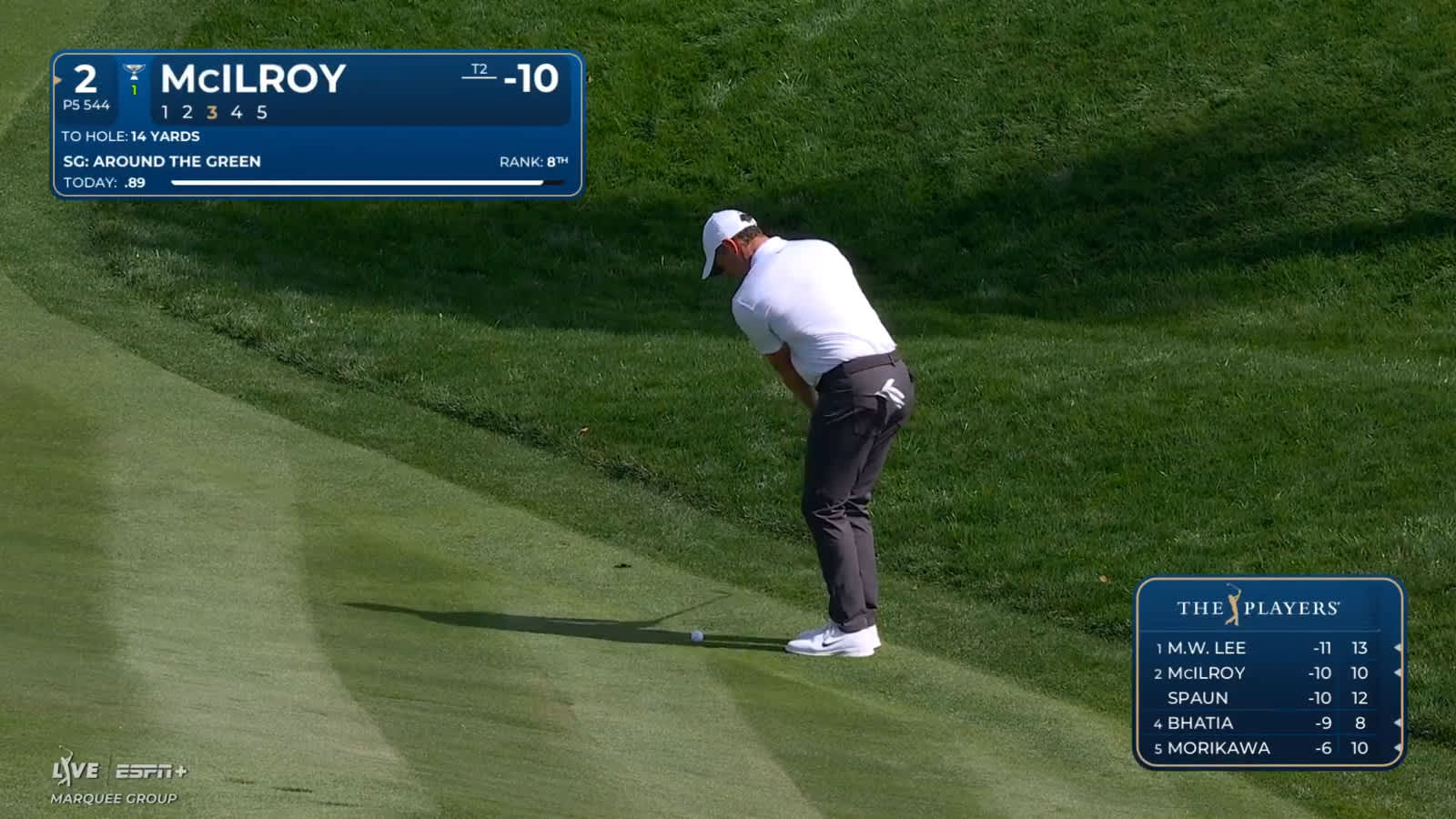 Rory McIlroy gets up-and-down for birdie at THE PLAYERS