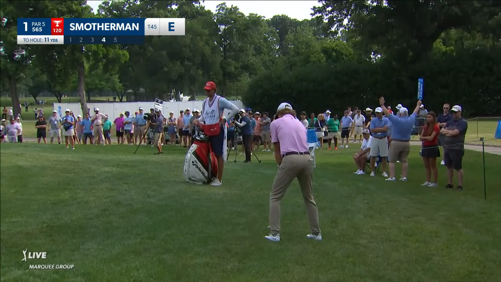 Austin Smotherman gets out of the rough for birdie at Charles Schwab
