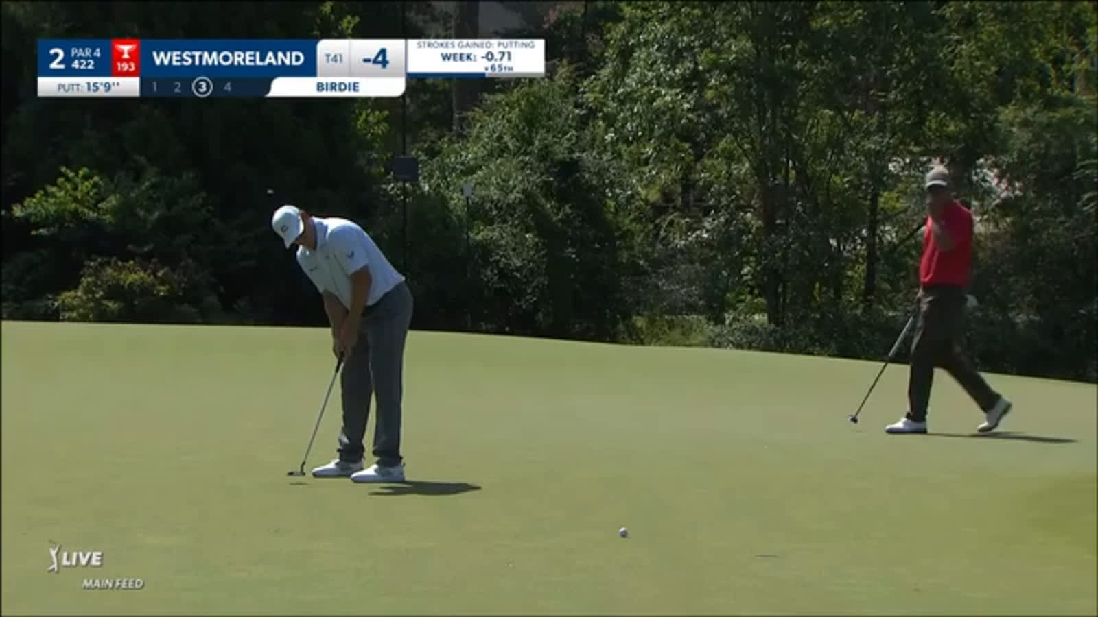 Kyle Westmoreland drains 15-foot putt for birdie at Wyndham
