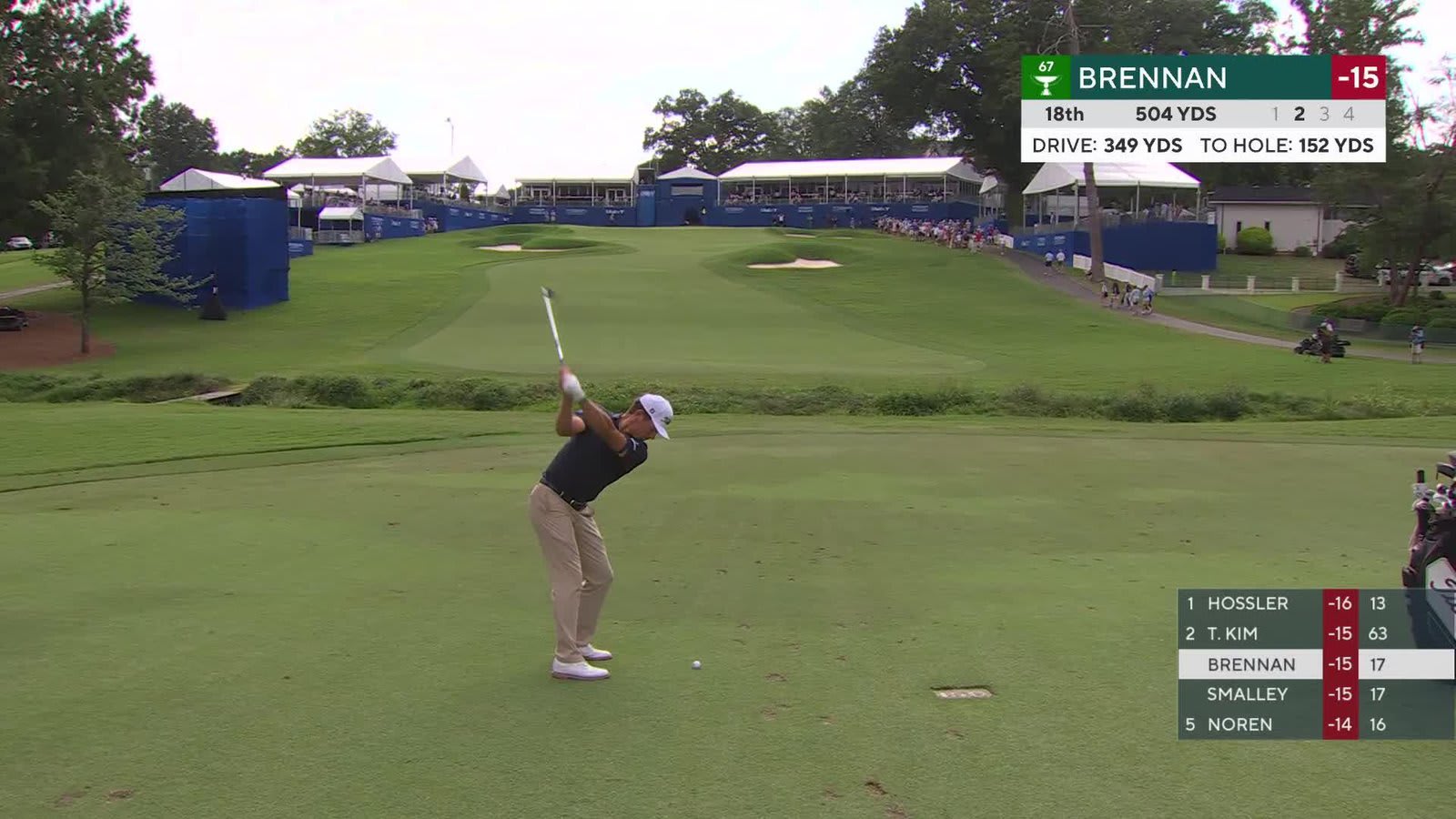 Michael Brennan's 150-yard approach sets up birdie on No. 18 at Wyndham