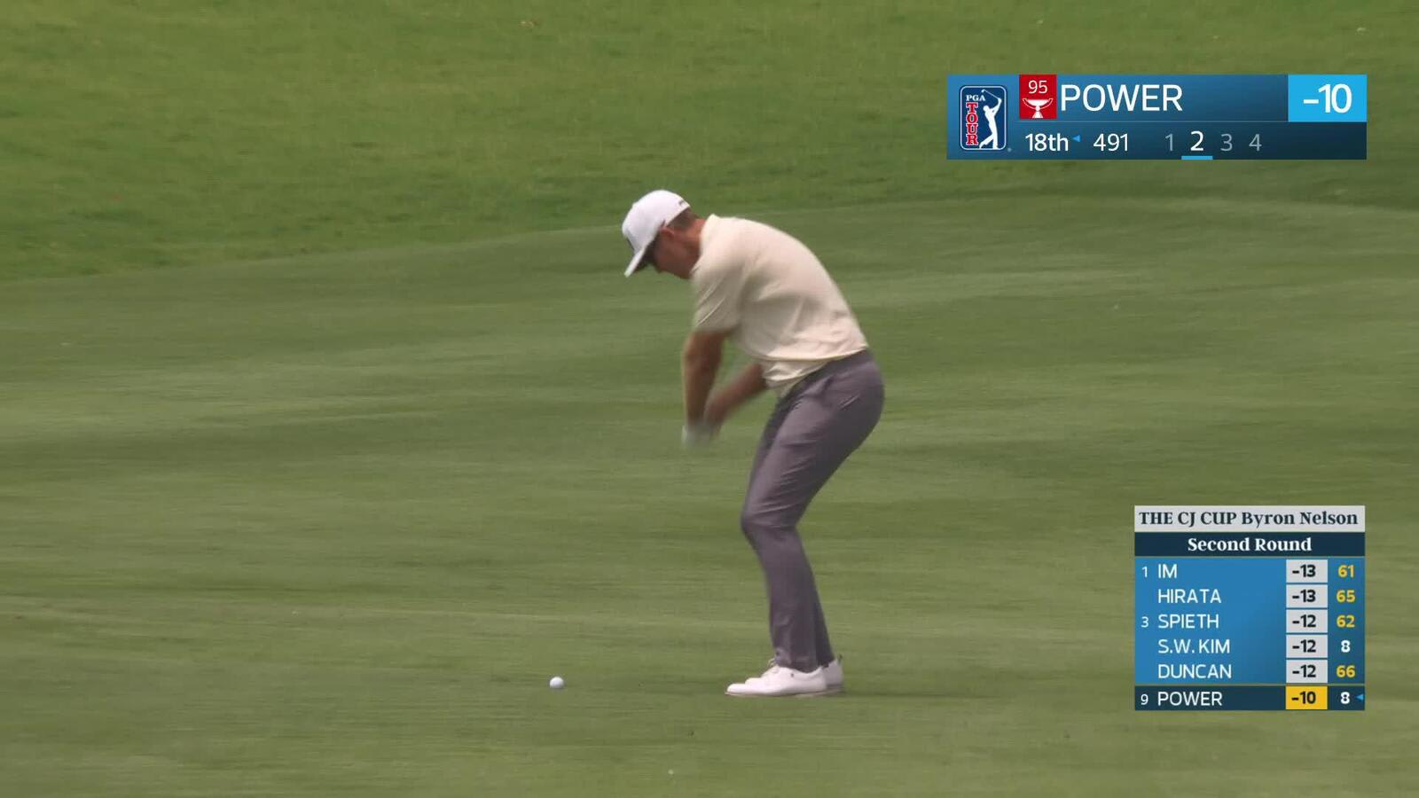Seamus Power gets up-and-down from 181 yards for birdie on No. 18 at THE CJ CUP