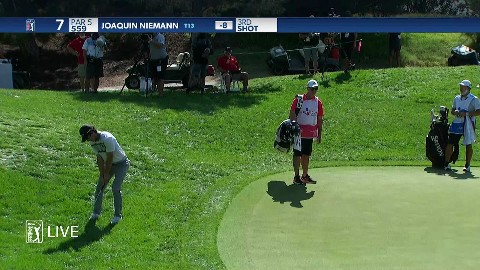 Joaquin Niemann gets up-and-down for birdie on No. 7 in Round 4 at THE CJ CUP
