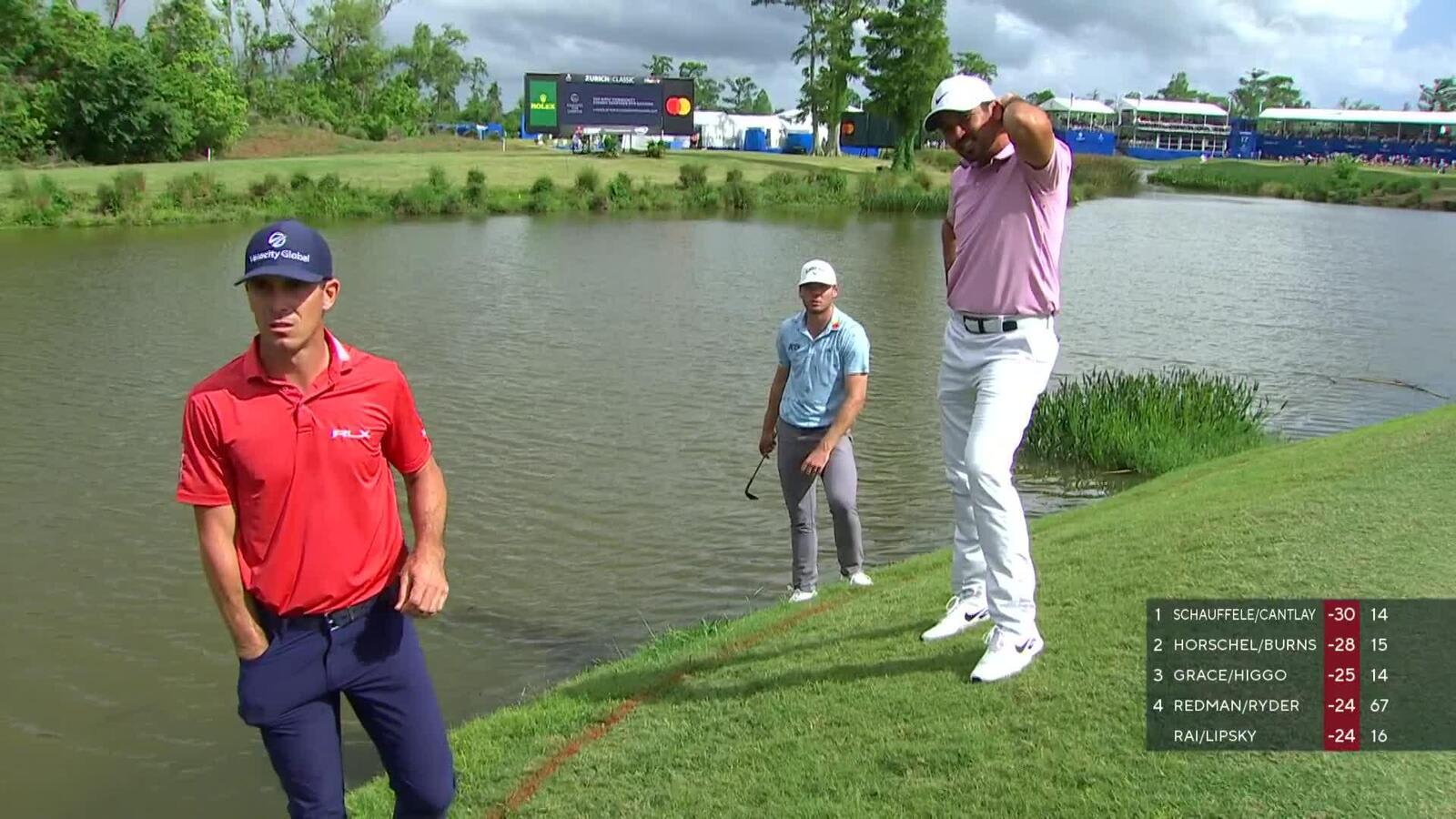 Sam Burns/Billy Horschel get ruling on drive in water and save par at Zurich Classic