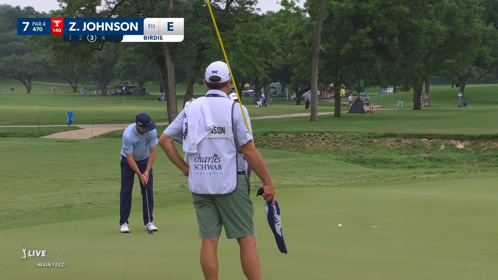 Zach Johnson lips in 10-footer for birdie at Charles Schwab