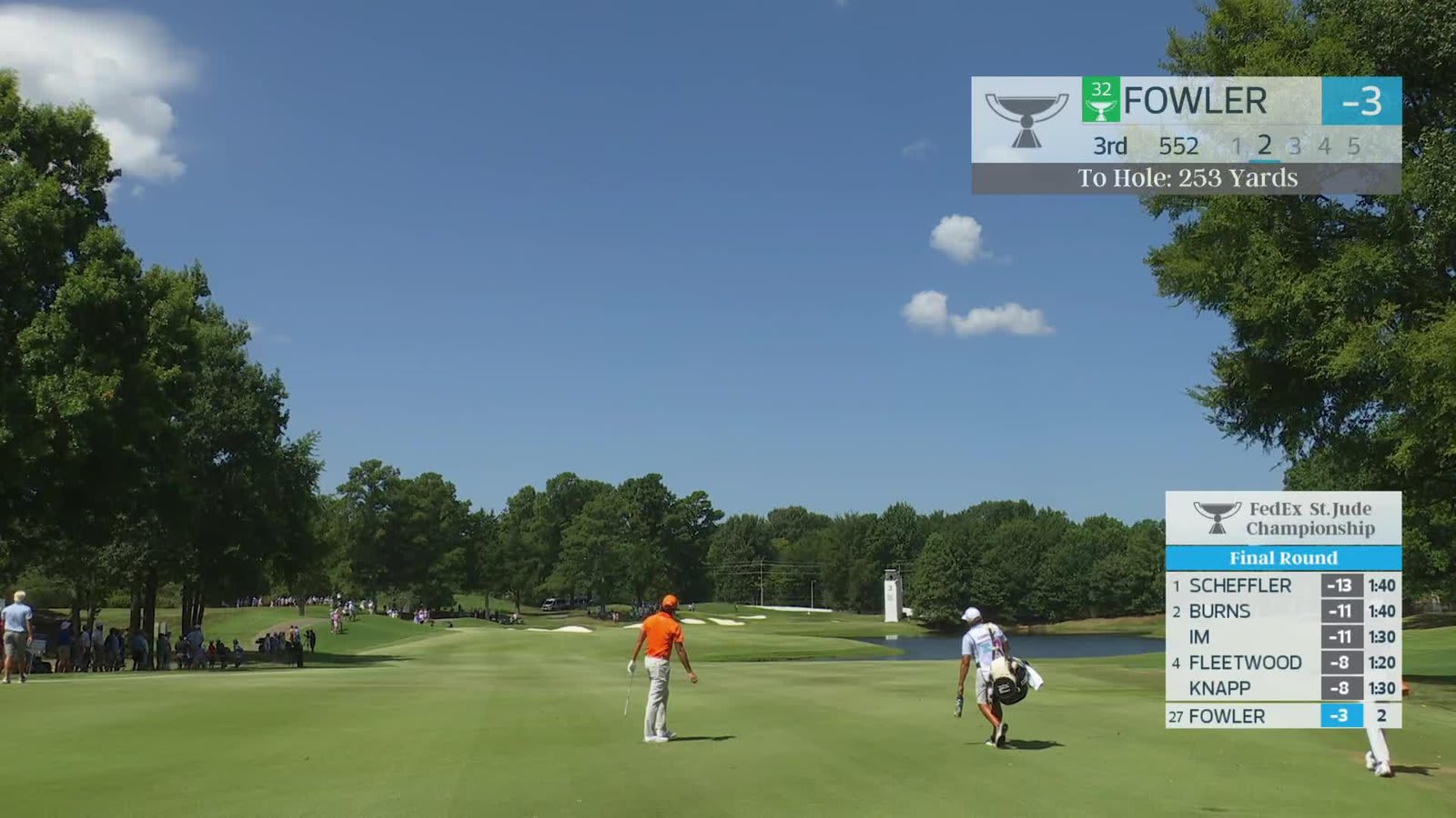 Rickie Fowler gets up-and-down from 100 yards for birdie on No. 3 at FedEx St. Jude