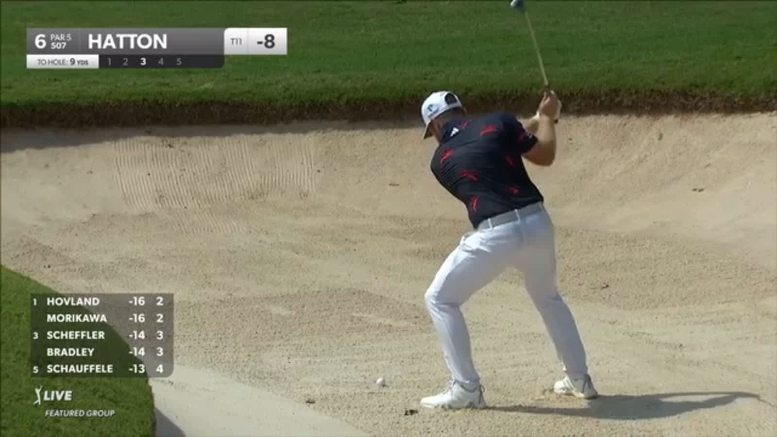 Tyrrell Hatton gets up-and-down from greenside bunker at TOUR Championship