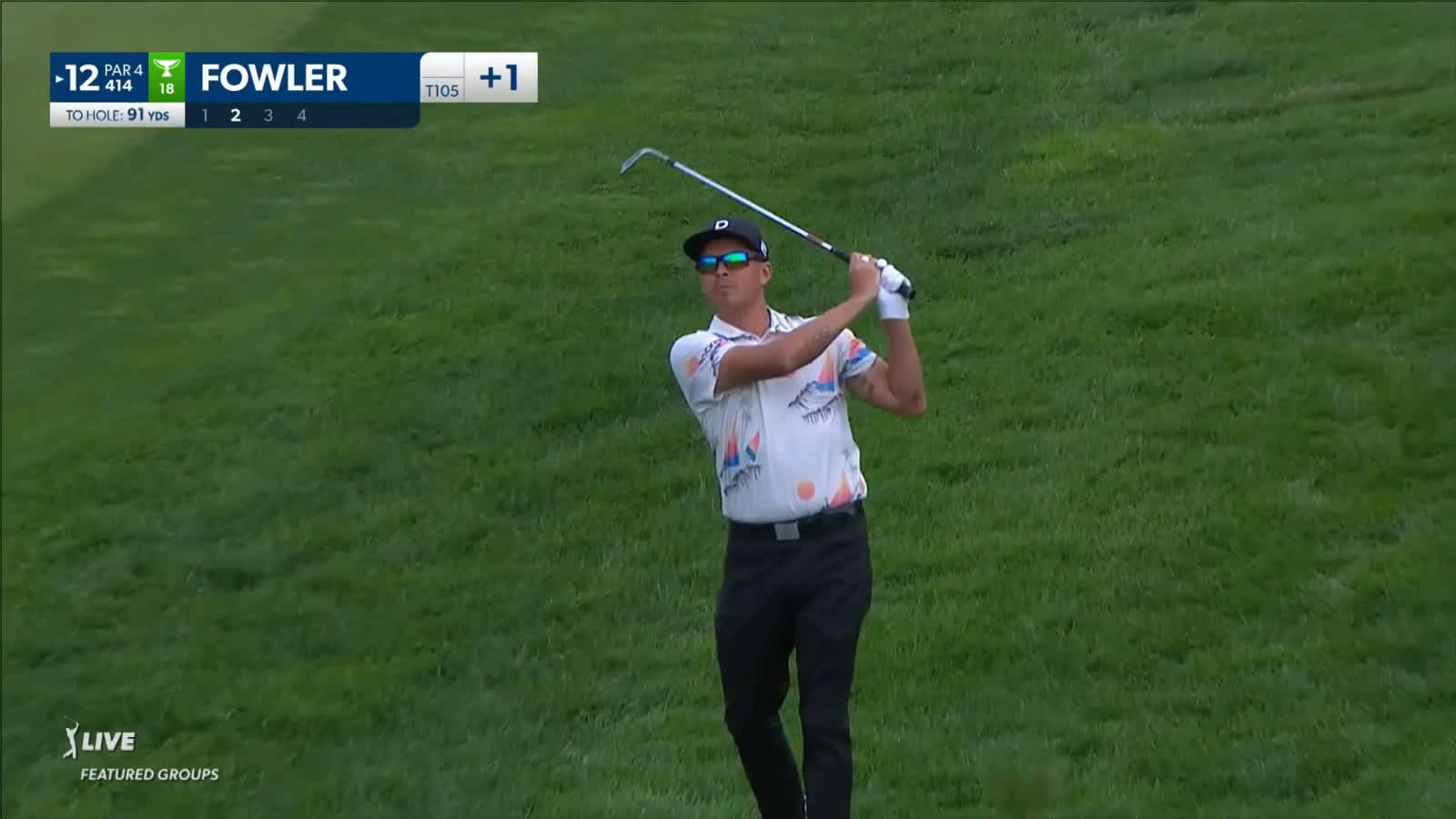 Rickie Fowler nearly holes 91-yard approach shot at Travelers
