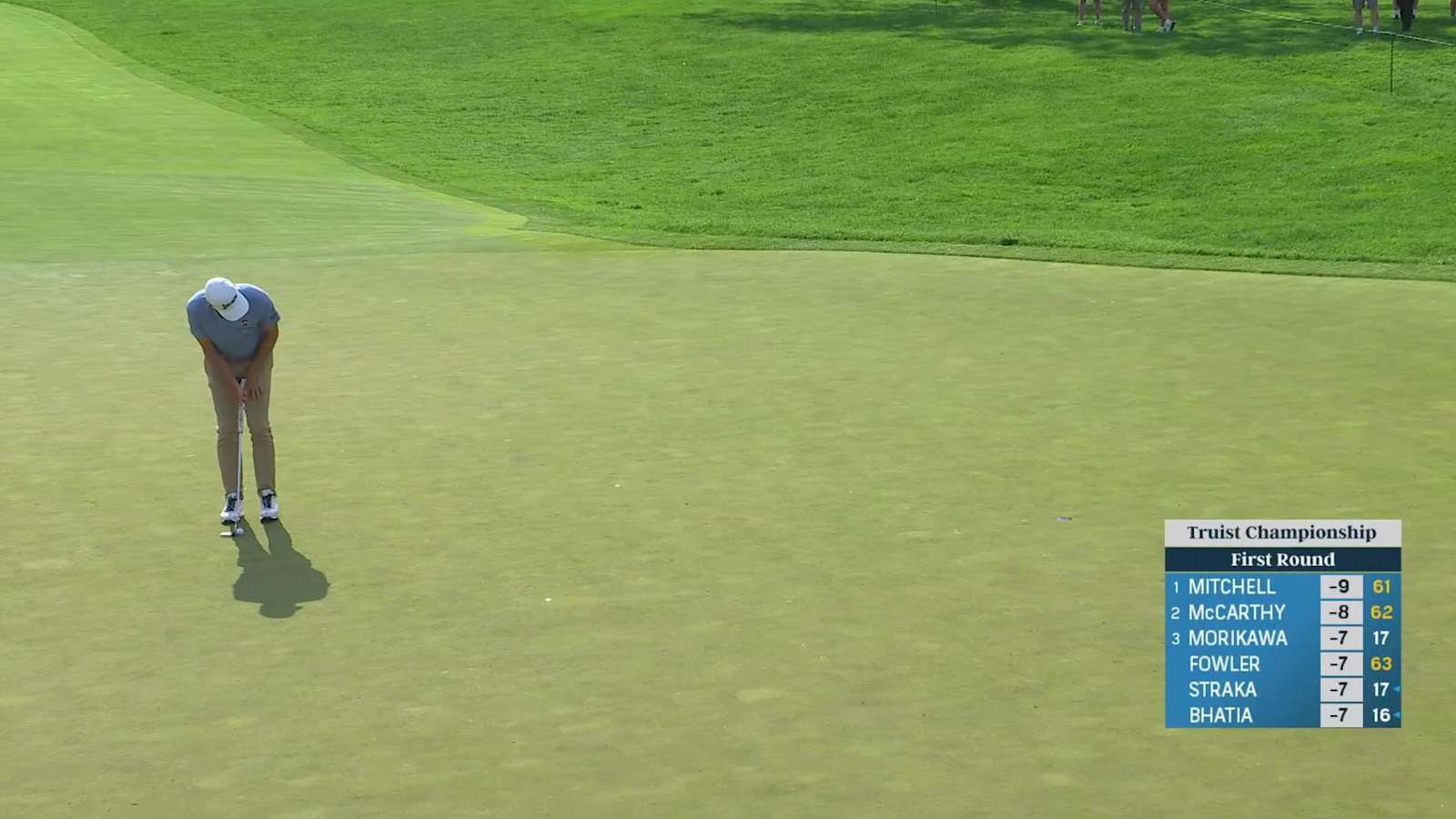 Keegan Bradley makes birdie on No. 9 at Truist Championship