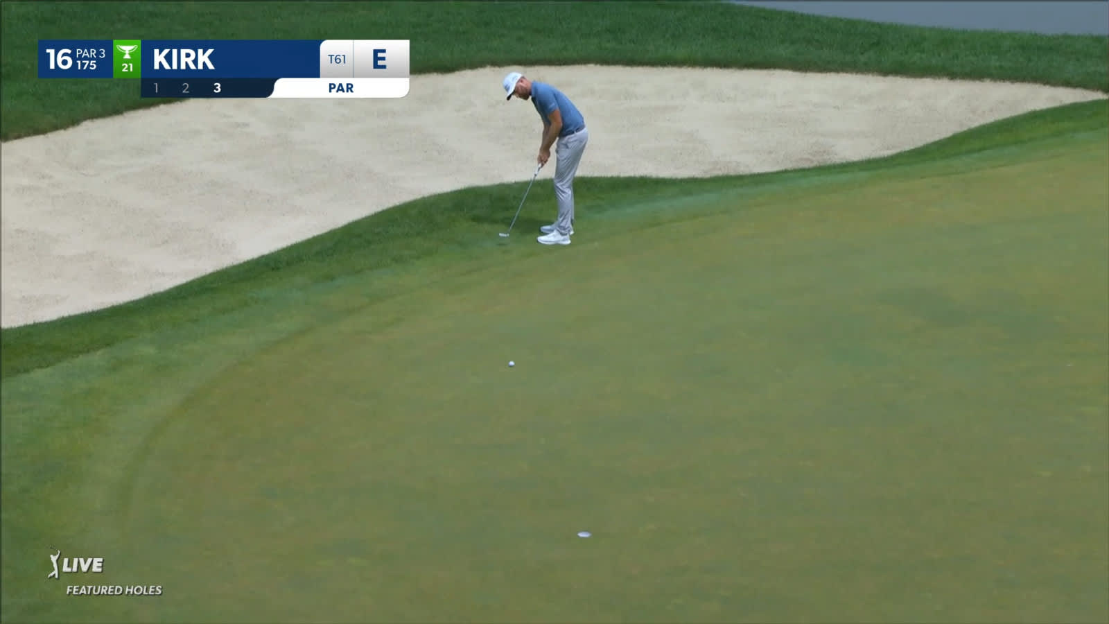 Chris Kirk holes putt from the fringe to save par at Travelers