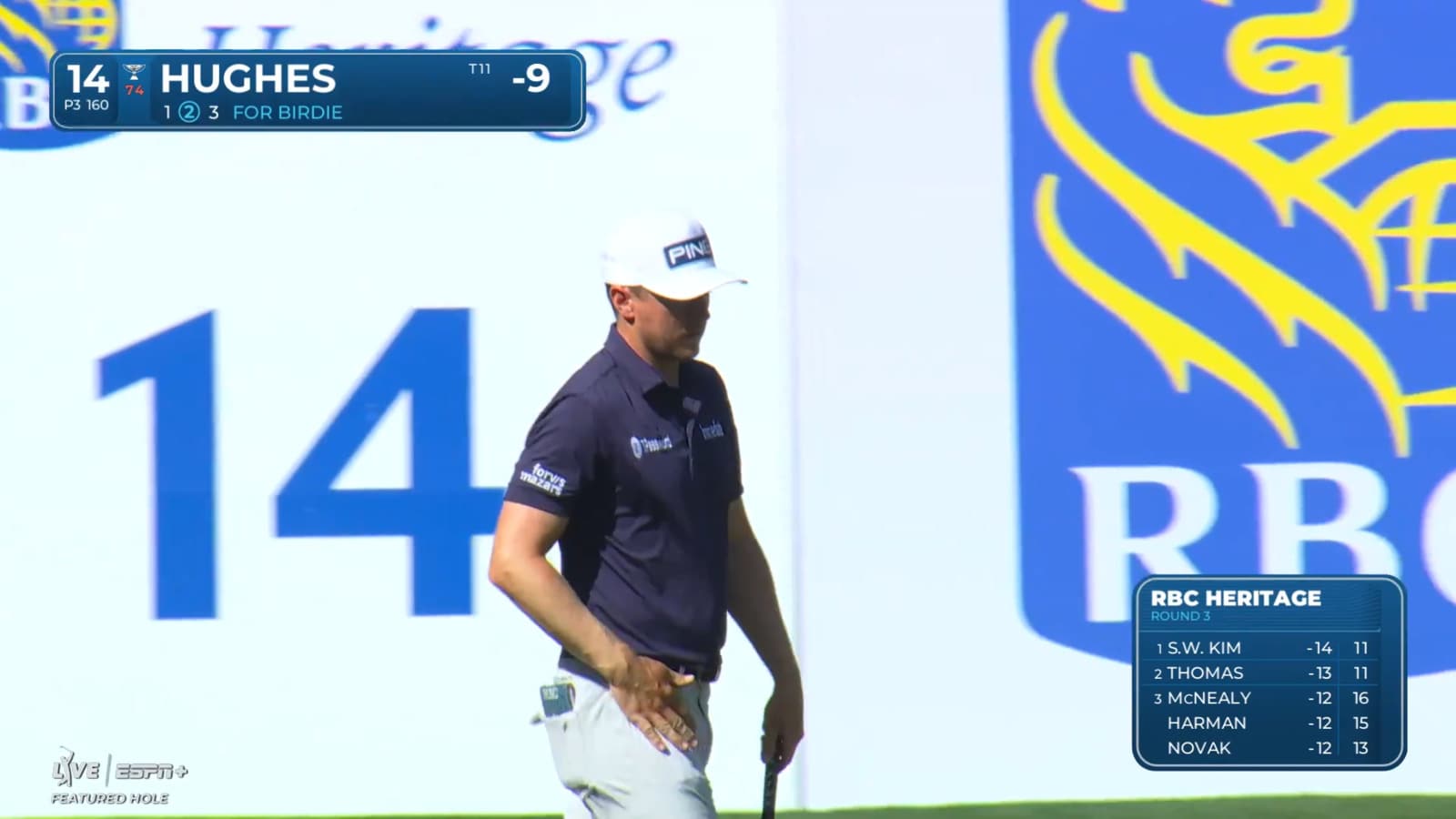 Mackenzie Hughes sinks a 22-foot birdie putt at RBC Heritage