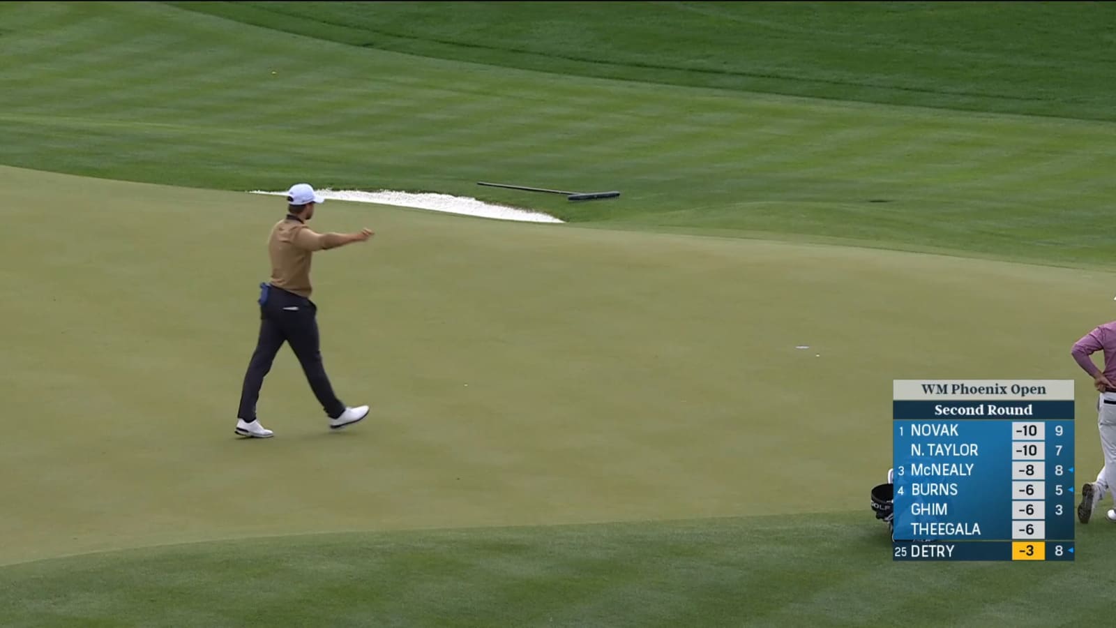 Thomas Detry walks in a 23-foot birdie putt at WM Phoenix Open